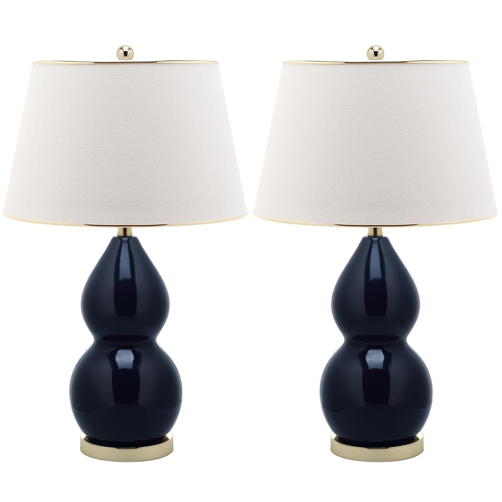 Safavieh LIT4093B JILL DOUBLE- GOURD CERAMIC (SET OF 2) GOLD BASE AND NECK TABLE LAMP